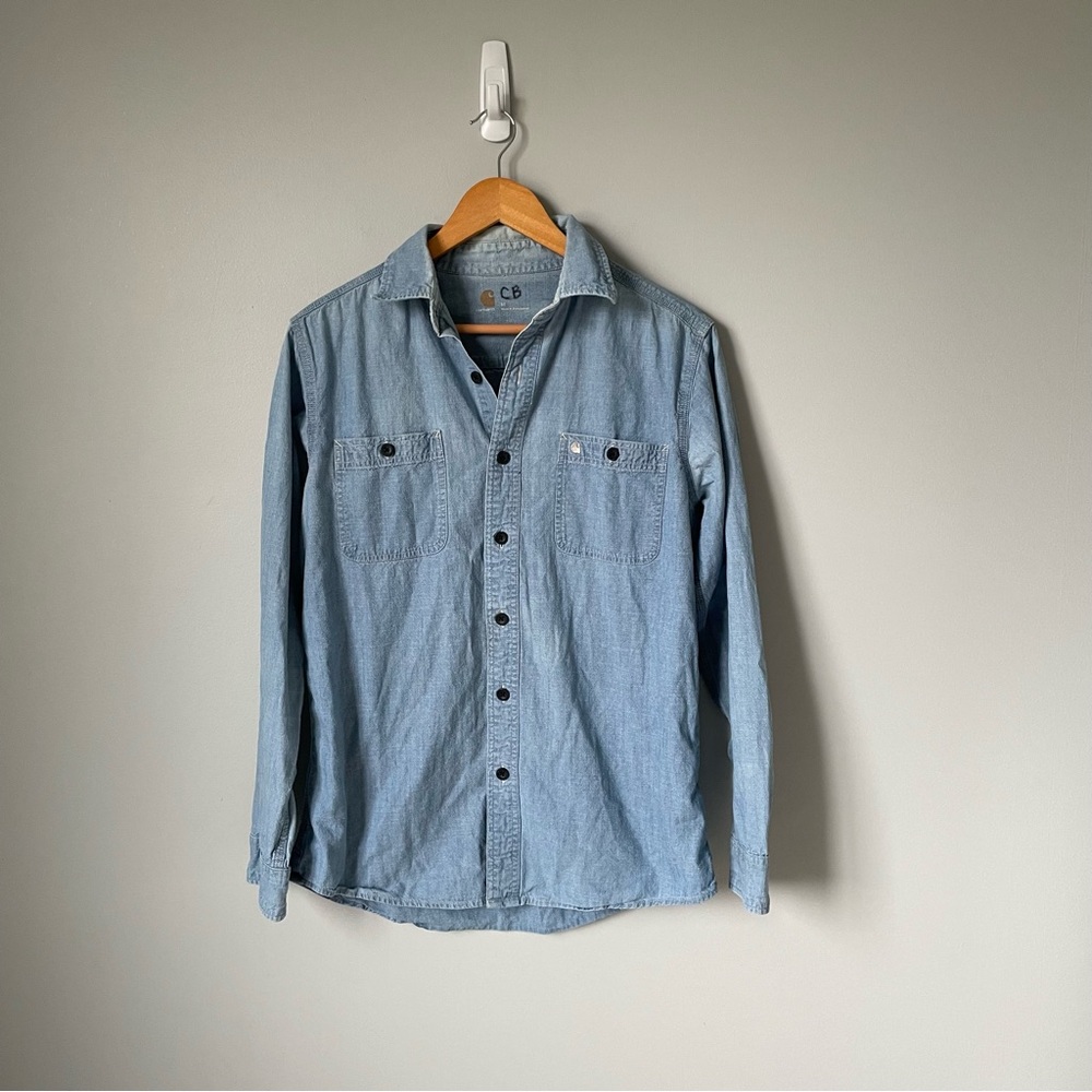 Carhartt Men's Light Blue Denim Button-Up Shirt Size Medium - Picture 1 of 11